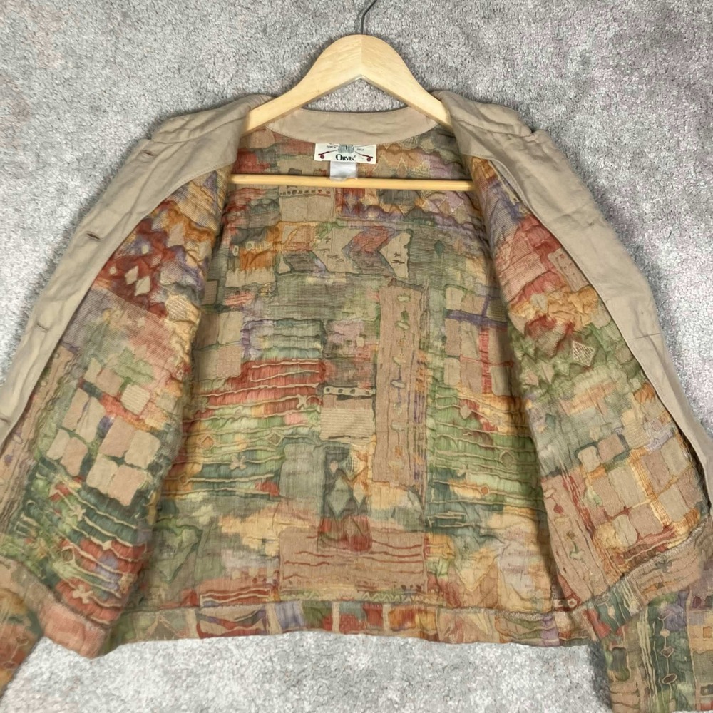 Vintage Orvis Women Tapestry Jacket Multi Color Abstract Geometric Button Front - Picture 4 of 13